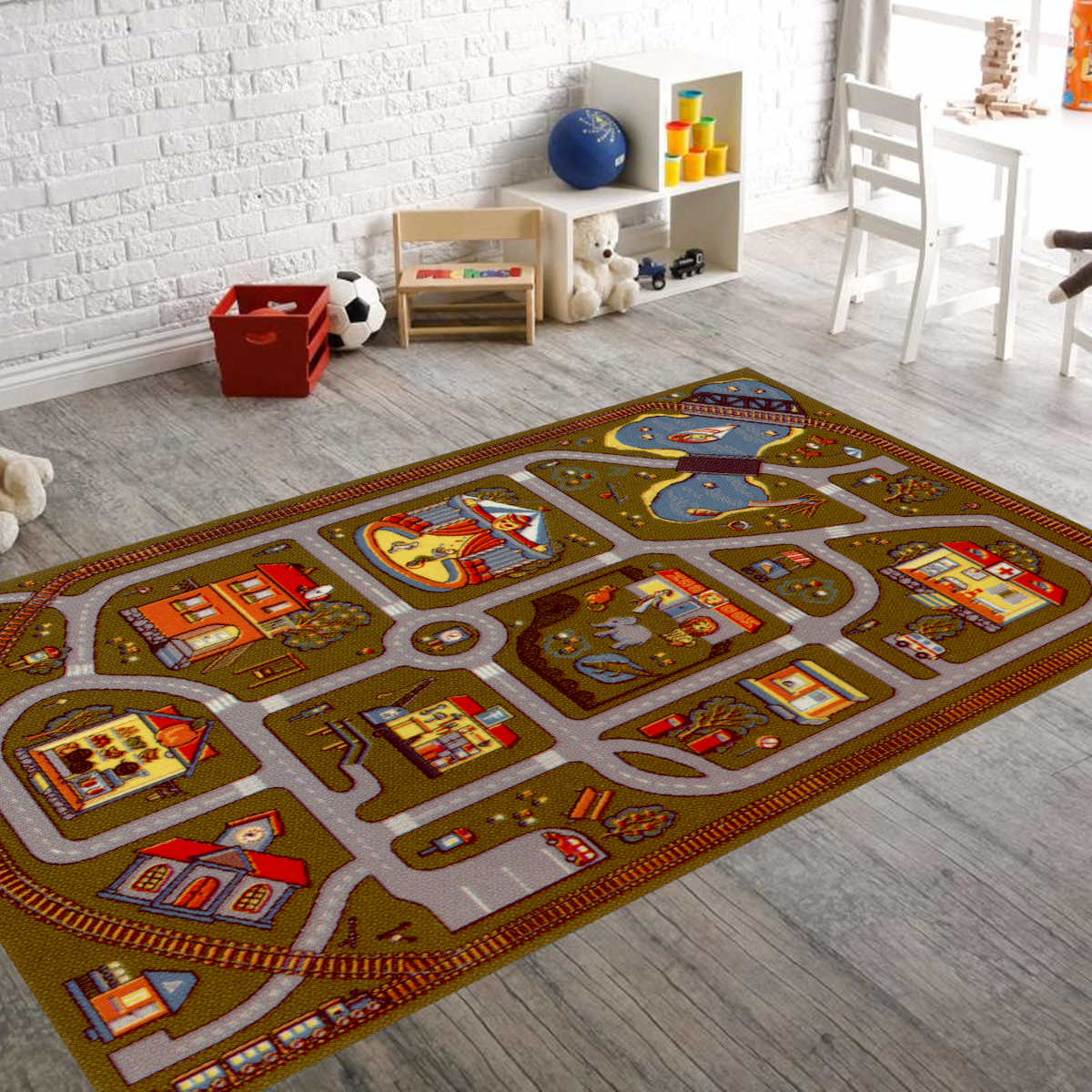 Прямокутний килим у дитячій - фото